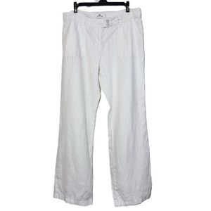 VINEYARD VINES 100% LINEN WHITE CARGO WIDE LEG PANTS POCKETS RESORTWEAR 10‎